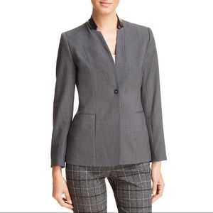 Tahari Blazer with Faux Leather Trim